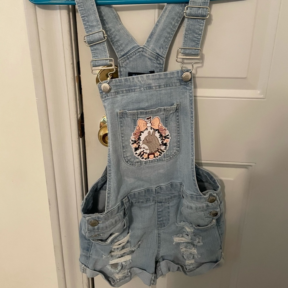My Neighbor Totoro Floral Jean Overalls Juniors Size 3 Anime